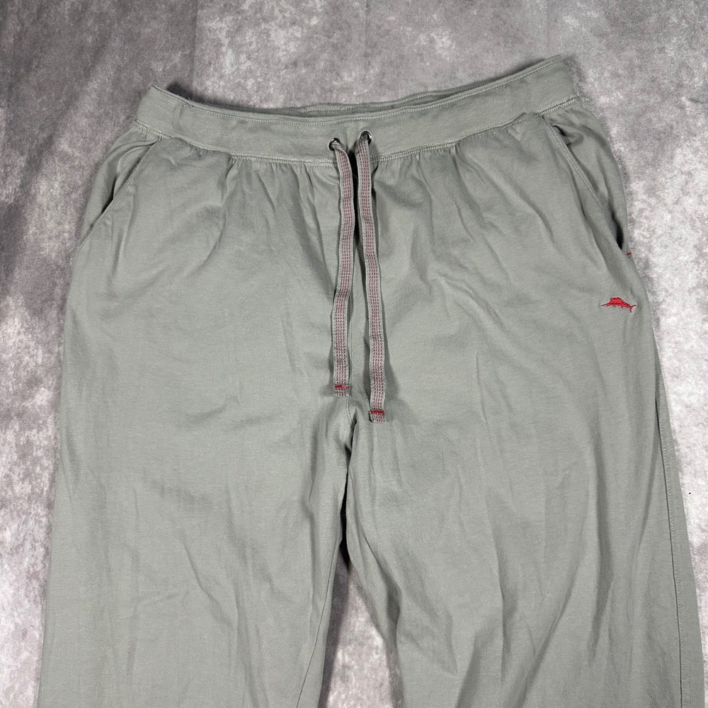 Tommy Bahama Mens Gray Cotton Lounge Pants Large Drawstring Marl Logo Athleisure